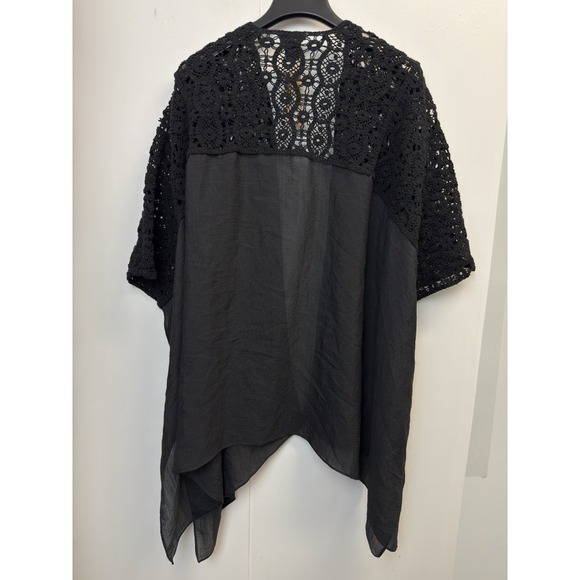 Steve Madden Open Lightweight Cardigan Cover-Up Women's One Size Black Crochet - Picture 7 of 7